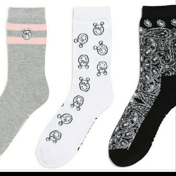 Converse Accessories - CONVERSE XMILEY SOCK  0S 3PAIR/GREY BANDANA&WHITE